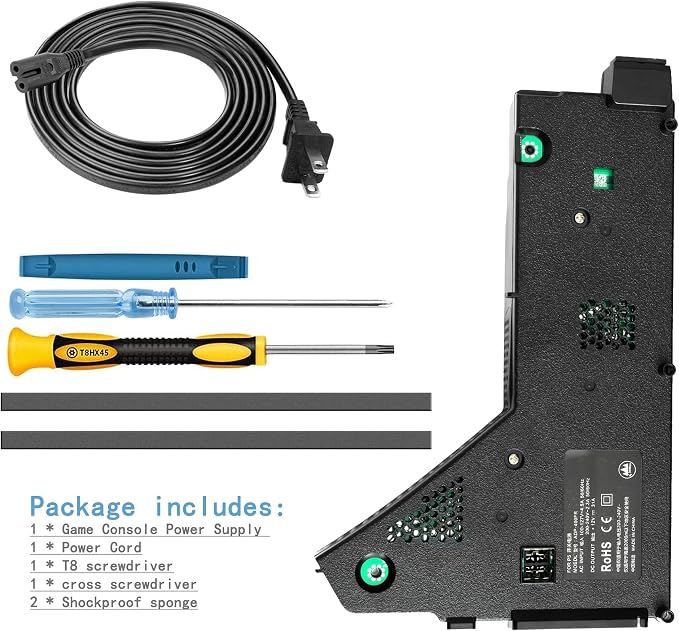 for PS5 Power Supply ADP-400FR PA-1401-JT3 Internal Power for 1200 Series Host Source Replacement with AC Adapter Console Power Adapter with Power Cord