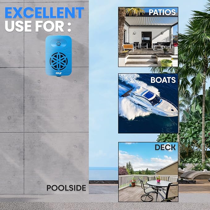 Pyle Indoor Outdoor Speakers Pair - 500 Watt Dual Waterproof 5.25” 2-Way Full Range Speaker System w/ 1/2” High Compliance Polymer Tweeter - in-Home, Boat, Marine, Deck, Patio, Poolside (Blue)