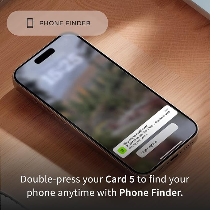 Pebblebee Card 5 | Rechargeable Bluetooth Wallet Tracker Card | Thin Eco-Friendly Alternative Tracking Card to Air Tag & Android Tracker | 18-Month Battery | Inbuilt Link Scan-to-Return & Phone Finder