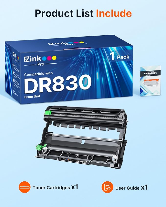 DR830 Drum Unit Compatible Replacement for Brother DR830 Drum Unit DR-830 TN830 TN-830 Drum Unit to use with HL-L2460DW DCP-L2640DW HL-L2480DW HL-L2400D HL-L2405W MFC-L2820DW Printer (Not Toner)