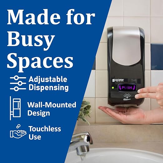 San Jamar Rely SH970BKSS Hybrid Foam Soap Dispenser, Black/Stainless Look