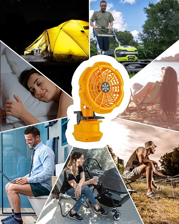 Taingwei Portable Clip on Fan for Dewalt 20v 60v Lithium-ion Battery,Battery Powered Stroller Fan with 3 Energy Efficient Speed Settings for Bedroom,Outdoor,Camping and Job Site(Tool Only)