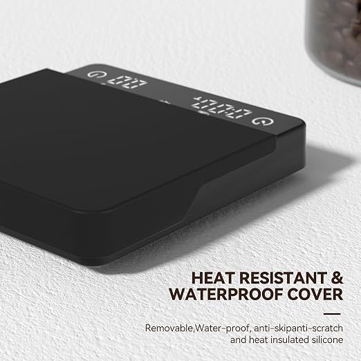 Coffee Scale with Auto Timing, Espresso Scale with Timer, 2kg/0.1g High Precision Scale for Coffee Beans, Black, Rechargeable