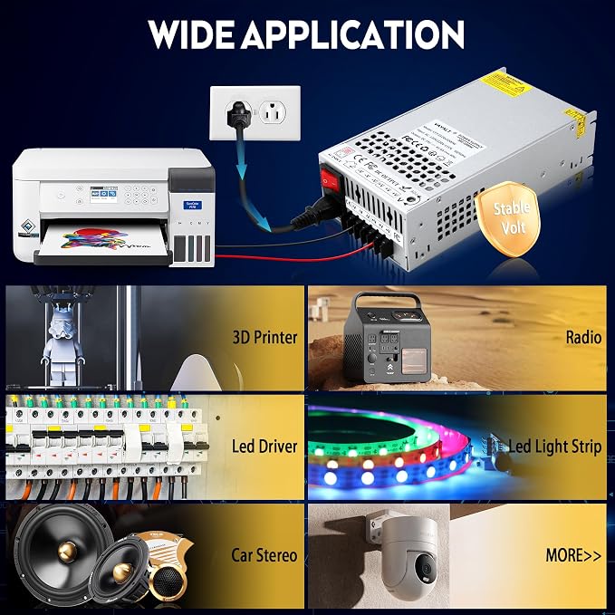 VAYALT DC 24V 41.6A 1000W Switching Power Supply, 110V/220V AC to DC Converter, Universal Regulated Switching, 24V Power Supply for CCTV Camera System, 3D Printer, LED Strip, Computer Project