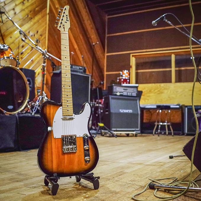 LyxPro 39” Electric Guitar TL Series, Full-Size Paulownia Wood Body, 3-Ply Pickguard, C-Shape Neck, Ashtray Bridge, Quality Gear Tuners, 3-Way Switch & Volume/Tone Controls, 2 Picks Included, Sunburst