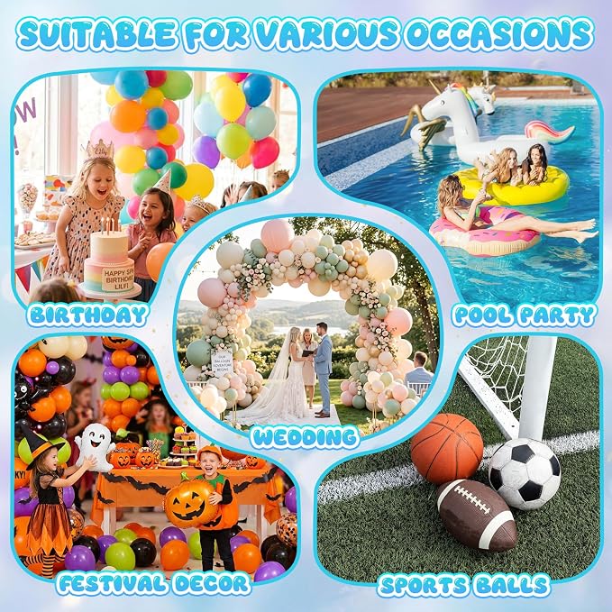 4-in-1 Electric Balloon Pump for All Balloons, Portable Triple Inflating Ports Air Pump, 600W High Power Balloon Blower for Latex Foil 260q Mylar Balloon, Air Beds Pool Float Sports Balls