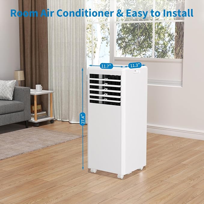 8000 BTU Portable Air Conditioner, 3-In-1 AC Unit with Cooling, Dehumidifier, Fan Function, Standing Air Conditioner for Room Up to 350 Sq. Ft. with Remote and Window Kit