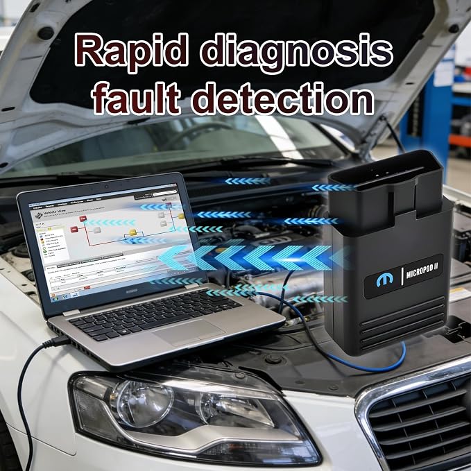 MicroPOD II V17.04.27 Professional Diagnostic Programming Scanner Tool for Chrysler Dodge Jeep Fiat Up to 2016 with DRBIII, Multi-Language, Offline OBD2 Support
