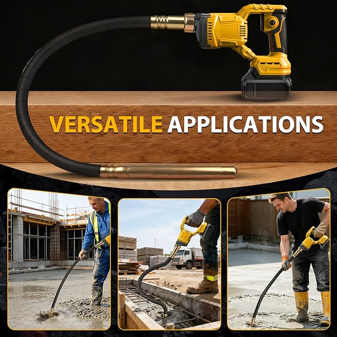 Handheld Concrete Vibrating Tool for Dewalt 20V Battery, 600W Cordless Electric Concrete Vibrator with 3.8ft Shaft Rod, 6000RPM Brushless Portable Vibrarator Remove Air Bubble (Battery Not Included)