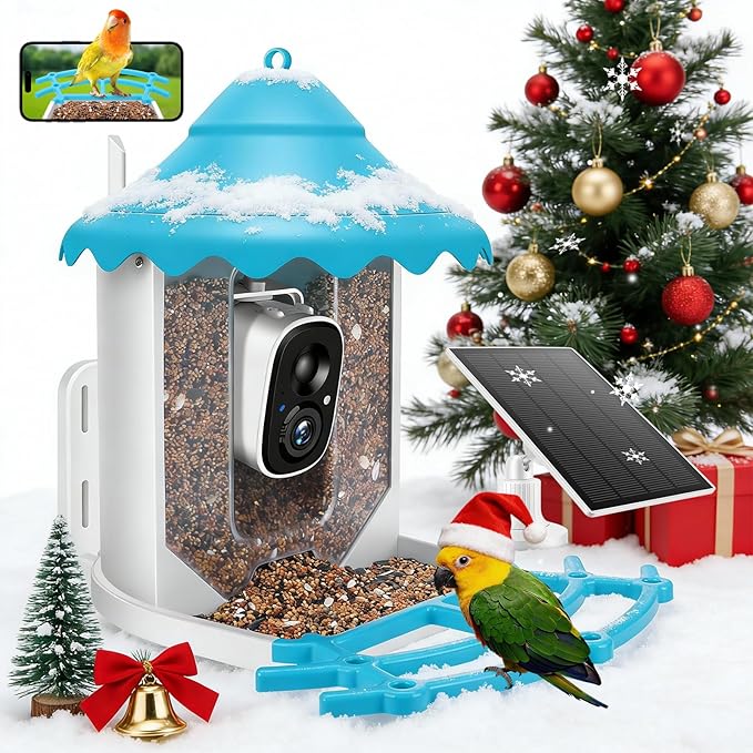 2K HD Smart Bird Feeder with Camera, Bird Feeder Camera Wireless Outdoor with Solar Powered, AI Identify Bird Species, Auto Capture Videos, Instant Notifications SD&Cloud