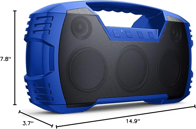 IPX7 Waterproof Outdoor Bluetooth Speaker, Wireless, 90W(Peak), 32H Playtime, Floating Design, Deep Bass & Loud Stereo Sound, Portable with Handle, Rugged for Pool, Beach, Kayaking, Hiking, Blue