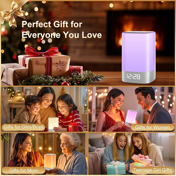 Sound Machine with 32 Soothing Sounds, Alarm Clock, White Noise Machine, Night Light, Bluetooth Speaker, App Control, Timer, Alarm Clock for Bedroom Kids, Birthday Gifts for Women Teen Girls Boys Mom