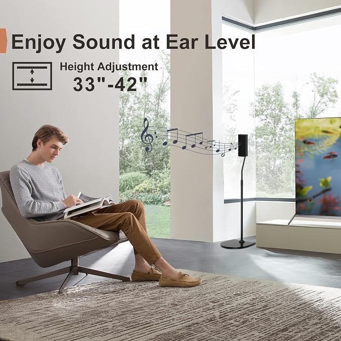 Height Adjustable UFS-20 Stand for Bose Speaker Stands, with Slideconnect Bracket, for Surround 700, OmniJewel Lifestyle 650, CineMate GS Series II, for Bose 700 Speaker Stands