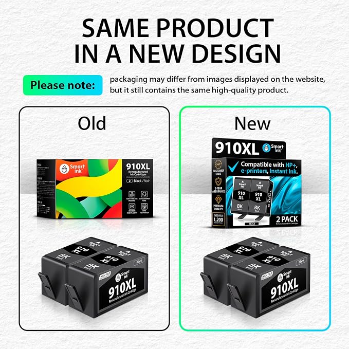 Smart Ink Remanufactured Ink Cartridge Replacement for HP 910 XL 910XL (Black XL 2 Combo Pack) to use with HP OfficeJet Pro 8025e 8028e 8035e 8025 8028 8035 OfficeJet 8015e 8022e 8015 8022 Printers