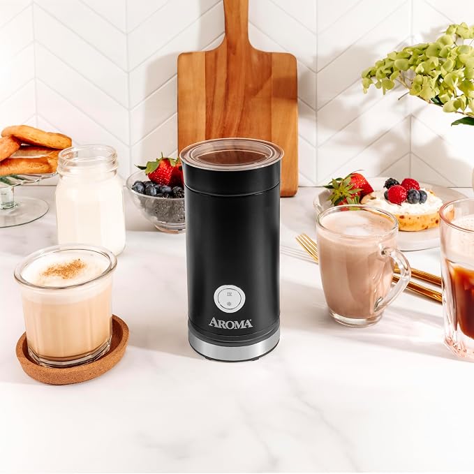AROMA® 4-in-1 Cold & Warm Milk Frother and Steamer with Auto-Off One-Touch Controls (200ml)