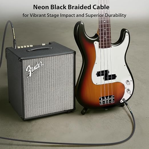 AA AUDIO ACCESSORY Pro Series Guitar Cable 15 ft, Gold-Plated Neutrik REAN Connector, 18 AWG 99.99% OFC, Low Capacitance Straight to Straight 1/4 Inch Instrument Cable for Fender Ernie Ball Mogami