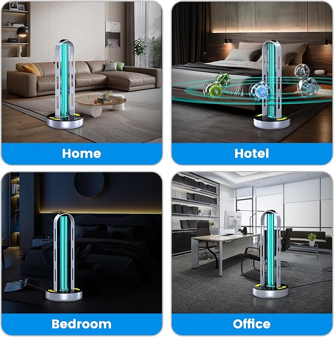 UV Light Sanitizer, Ultraviolet Lamp with Remote Control, UV Lamp with Motion Sensor,3 Speed Timings for Home, Room & Kitchen