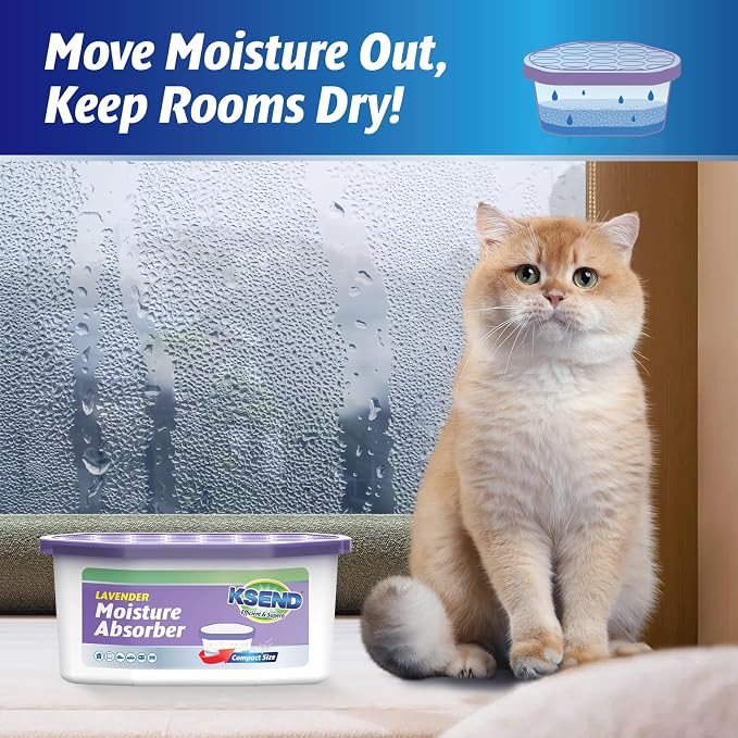 Ksend Moisture Absorbers, 12 Pack, Compact Dehumidifier for Closet, Efficient Humidity Absorber Boxes, Moisture Absorber for Closet, Odor Eliminator with Lavender Fragrance, Purple, 6.4oz, 300ml
