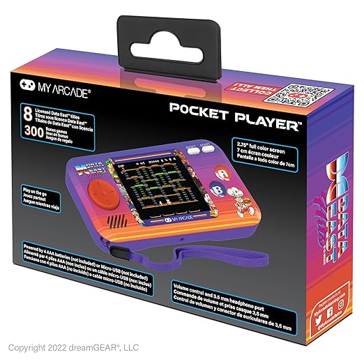 My Arcade Data East Pocket Player: Portable Gaming System with 308 Preloaded Retro Games, 2.75" Color Screen, Speakers (DGUNL-4127)