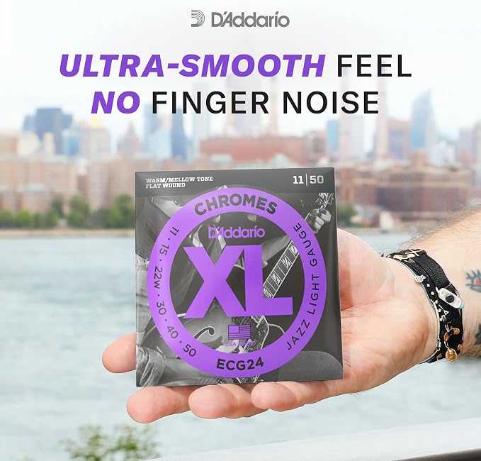 D'Addario XL Chromes Flat Wound Bass Guitar Strings - ECB81S - Short Scale - Regular Light, 45-100