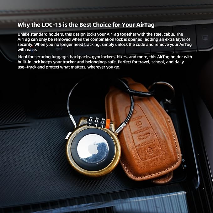 Lockable AirTag Holder with Combination Lock, Metal AirTag Lock Case Compatible with Apple Air Tag, Tracker Device Holder for Vehicles Car Stroller Tracking Luggage Backpack Suitcase