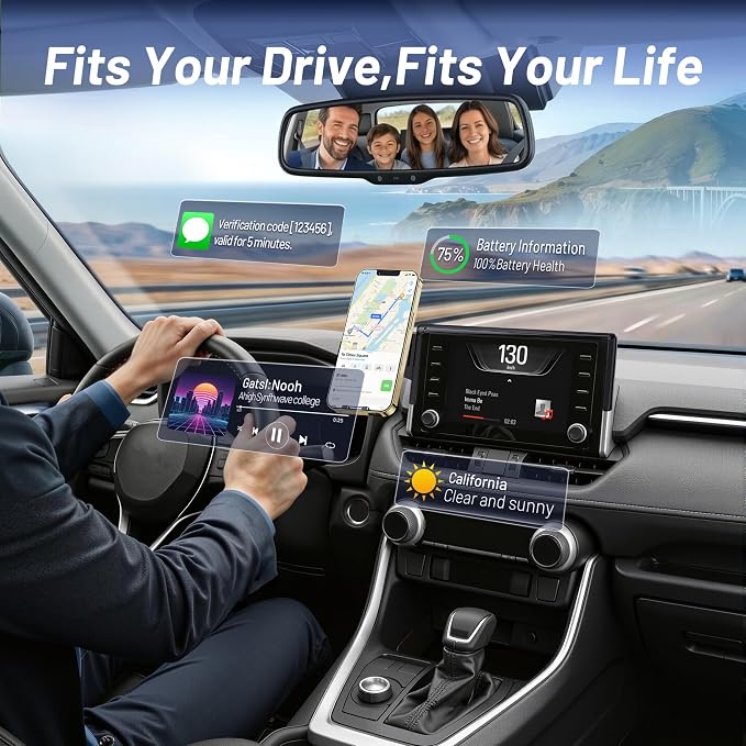 Car Phone Holder for Toyota RAV4 (2019-2024 2025,7/8inch),MagSafe Car Mount Charger,Magnetic Phone Holder,15W Wireless Charging,Screen Phone Holder,360° & Hands Free,2023 RAV-4 Interior Accessories