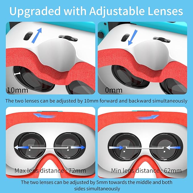 DEVASO Upgraded VR Headset for Nintendo Switch & Switch OLED Model, Switch Virtual Reality Glasses with Adjustable HD Lenses and Comfortable Head Strap, Labo VR Kit Accessories, Cool Stuff for Boys