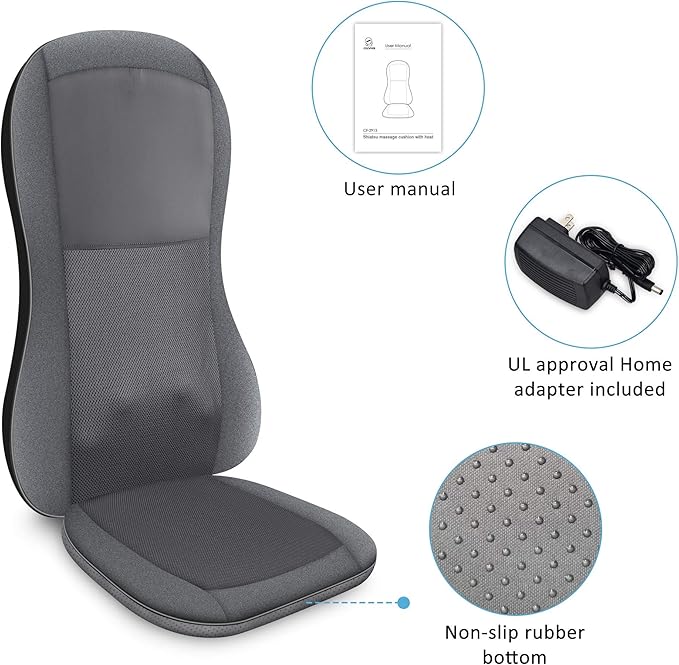 COMFIER Shiatsu Full Back Massager,Massage Chair Pad with Heat,2D/3D Massage Seat Cushion,Chair Massager with 10 Shiatsu Nodes, Rolling Kneading Chair Pads for Lower Back,Mothers Day Gift for Women