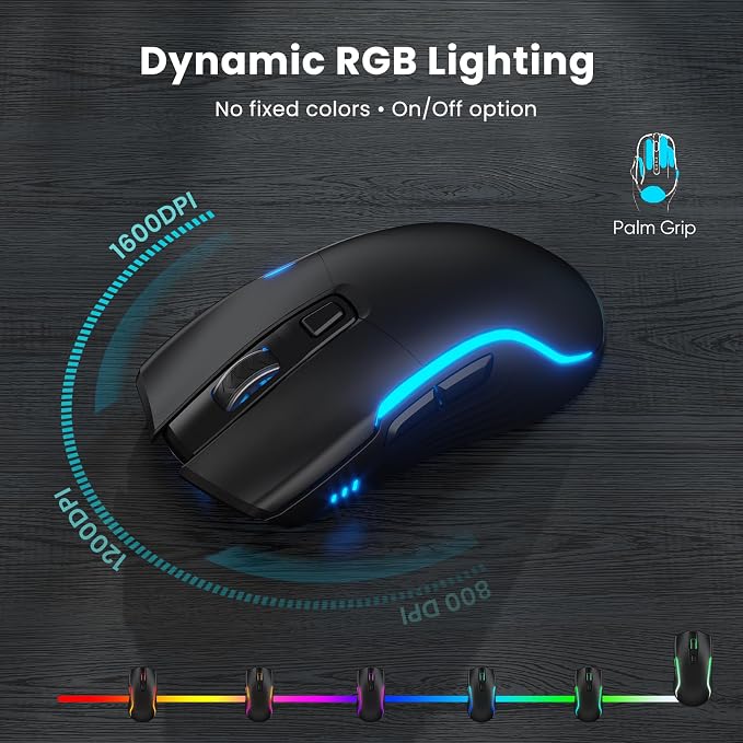 SABLUTE Wireless Keyboard and Mouse Combo, Rechargeable 4000mAh Light up Quiet Keyboard with Wrist Rest & Phone Holder, Ergonomic Silent Typing for PC/Mac/Laptop/Windows/Chrome OS