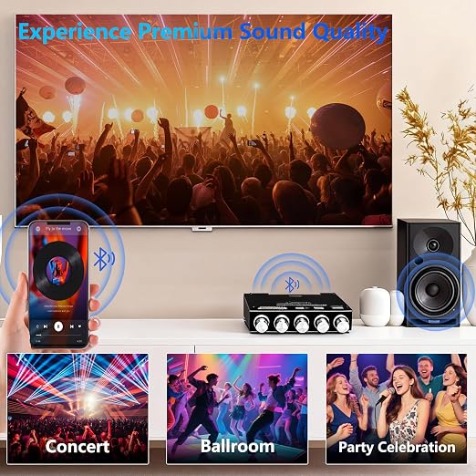 Bluetooth 5.1 Audio Amplifier Board,200W HiFi 2.1 Channel Mini Subwoofer Power Amp Module with Treble & Bass Control with AUX Input,Audio Amp Board for Home DIY Wireles Speaker(with Power Cord)