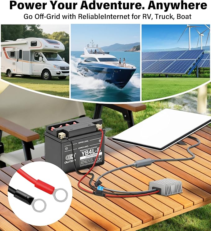 12V to 30V Step-Up Converter for Starlink Mini,105W (3.5A) DC Power Supply Adapter with Waterproof Port & O-Ring Terminals,0.98FT Boost Cable for Off-Grid RV,Marine and Vehicle