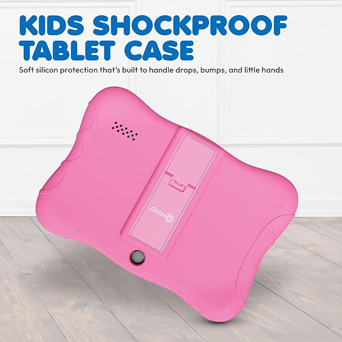 Contixo 7 inch Kids Tablet Bundle - Android Tablets and Kids Wired Headphones, with 14+ Games and Educational Apps, WiFi, 32GB ROM, Learning Tablet for Kids - Pink