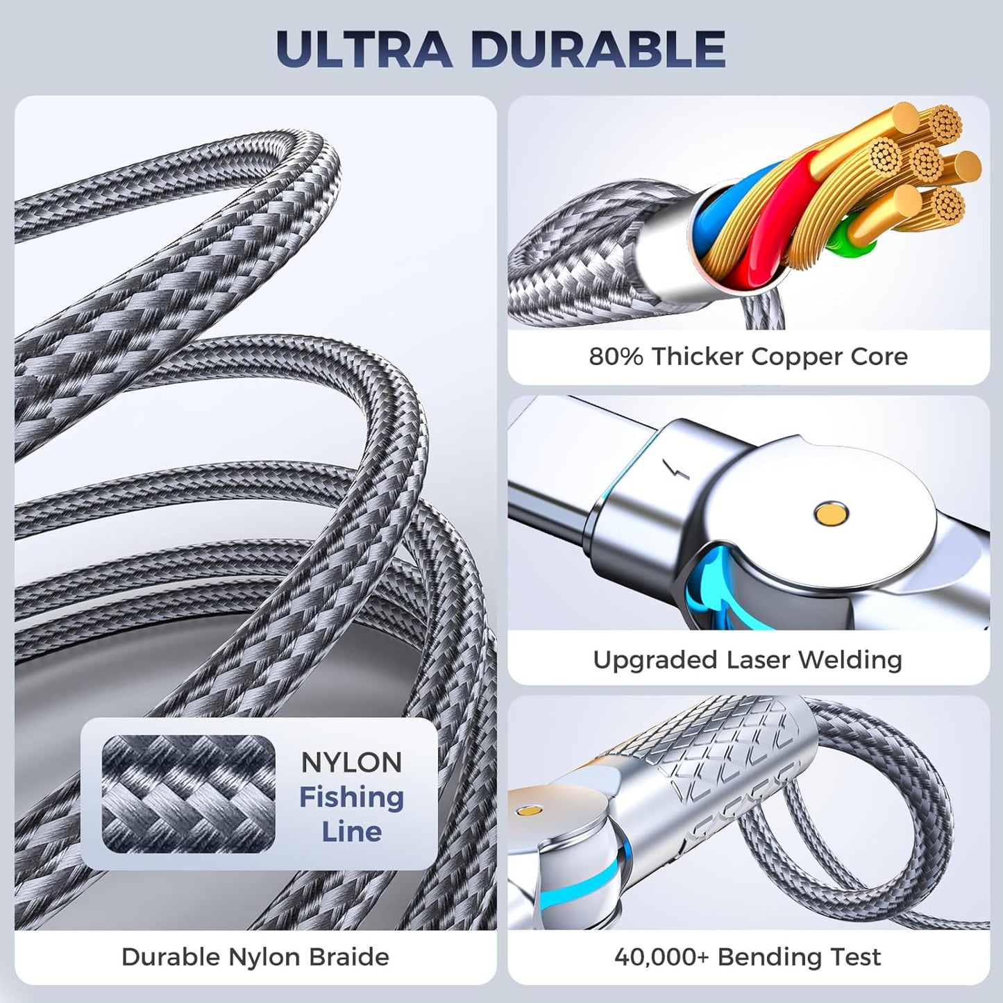 USB C to USB C Cable10ft,240W 2-Pack Braided 180°Rotating Type C Charging CableFast Charge for iPhone 16/16Pro/16Plus/16ProMax,MacBook Air,iPad Pro,Pixel,Samsung Galaxy S23/S24 Ultra-Light Grey