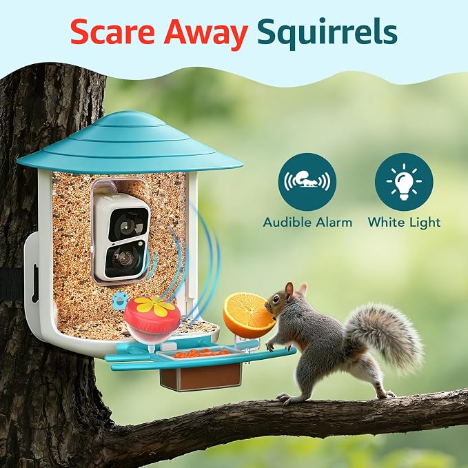 birdsnap® TUC Bird Feeder with Camera 2K HD Live with 32GB Card Auto Detect & Notify AI Identify Camera Birds Feeders Solar Powered Wireless Outdoors Backyard Gift for Mom Dad Birds Lover, 2.4G WiFi