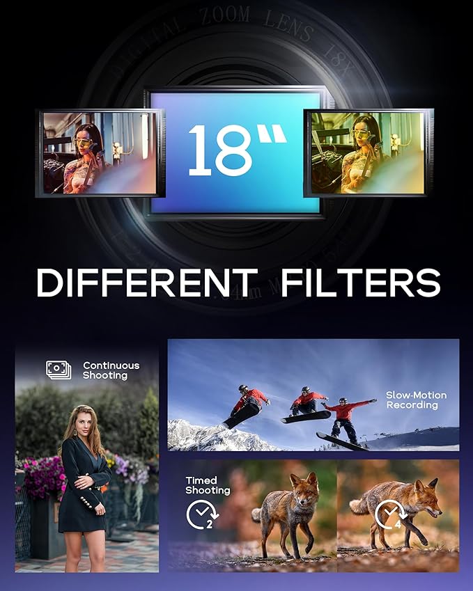 8K Digital Camera for Photography - 88MP Autofocus Vlogging Camera for YouTube with 64GB SD Card, WiFi, 18X Zoom 3" 180° Flip Screen Compact Travel Camera with 2 Batteries for Teens and Beginner