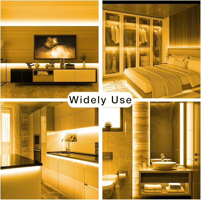 DAYBETTER COB LED Strip Light,LED Lights for Bedroom 16.4ft,Warm White 3000K Dotless LED Light Strip,1600 LEDs Super Bright Dimmable 24V Flexible Tape Lights with Remote,Kitchen,Cabinets Lighting