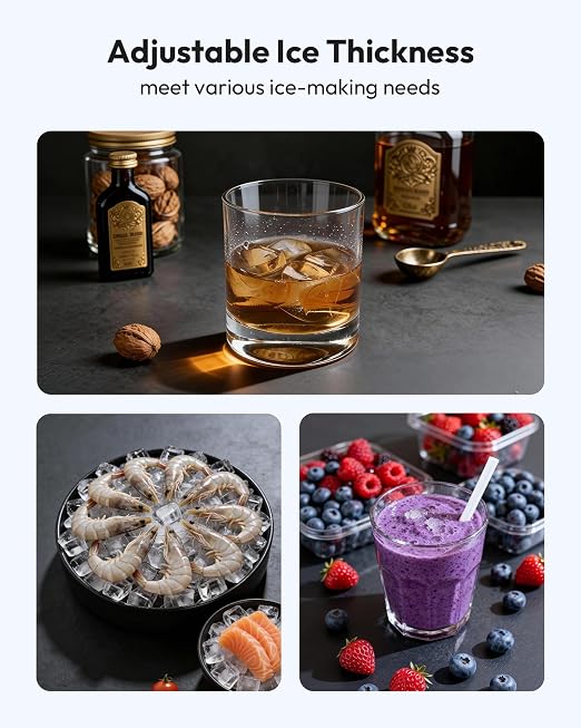 EUHOMY Commercial Gourmet Ice Maker Machine,100lbs/24H, Under Counter Ice Maker with 33lbs Storage, Non-Clumping Design,24pcs Hat Cubes Per Cycle, Freestanding Ice Maker for Home/Bar/Cafe/Restaurant