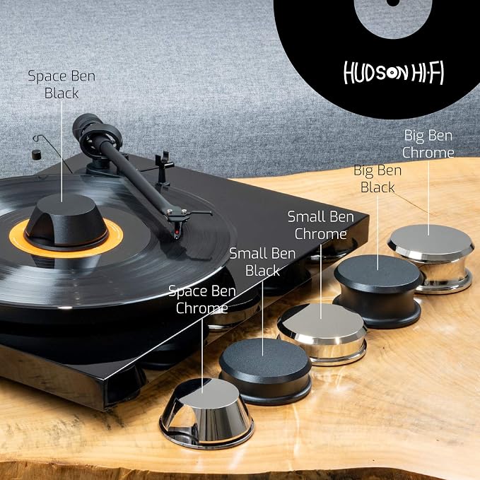 Hudson Hi-Fi SmallBen Record Weight Stabilizer with Protective Leather Pad - 9-Ounce Vinyl Turntable Weight - Durable & Stylish LP Stabilizer - Fits Any Turntable - Black Matte