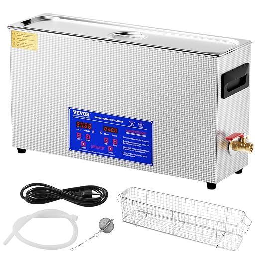 VEVOR 10L Sonic Gun Cleaner, 300W Professional Ultra Sonic Cleaning Machine with Timer & Heater, 40kHz Digital Sonic Cleaner with Basket for Gun Parts, Bullets, Military Supplies
