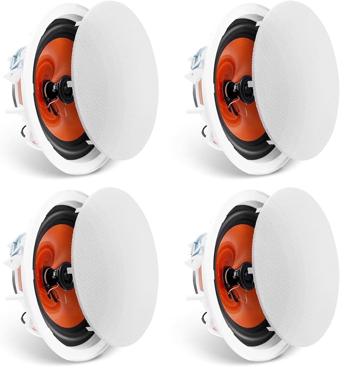 VEVOR 4 PCs 8 Inch in Ceiling Speakers, 400W Flush Mount Ceiling & in-Wall Speakers System with 8" Woofer,1" Tweeter, for Home Kitchen Living Room Bedroom or Covered Outdoor Porches