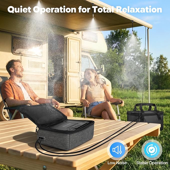 homenote Portable Misting System – 12,000mAh Pump, 20L Water Bucket, Misting Hose, 4 Brass Nozzles, Outdoor Cooling Misters for Canopy/Camping/Umbrella/Golf Cart/Dugout/Greenhouse