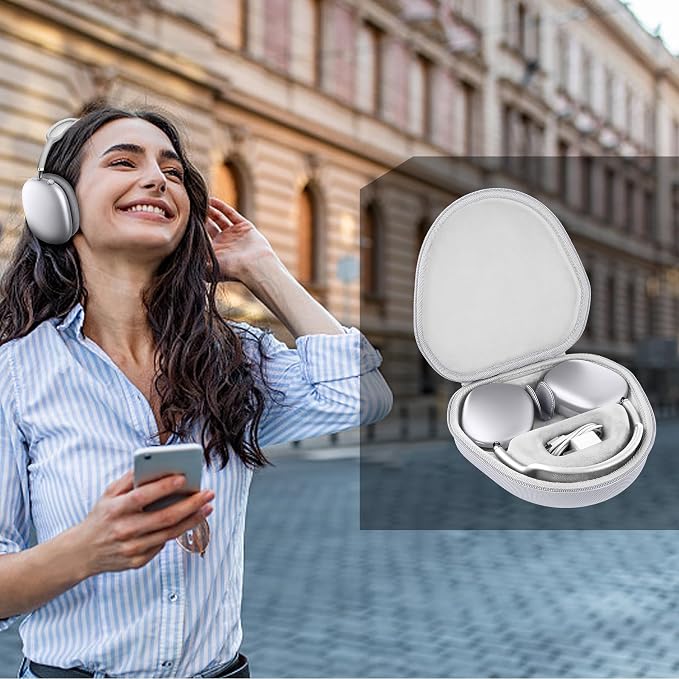 co2CREA Hard Case with Sleep Mode Replacement for Apple AirPods Max 2 / AirPods Max Wireless Over-Ear Headphones (White Case)