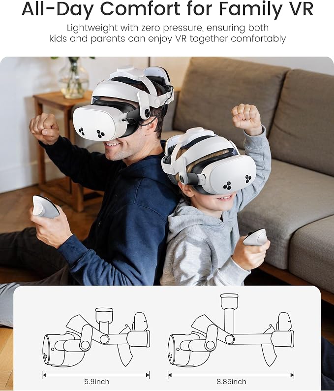 Battery Head Strap Accessories for Meta Quest 3/Quest 3S/Quest 2 - with Magnetic Hot-swappable & Detachable 10000mah Battery Pack, Comfortable VR Headset Strap for Oculus - MQ4003