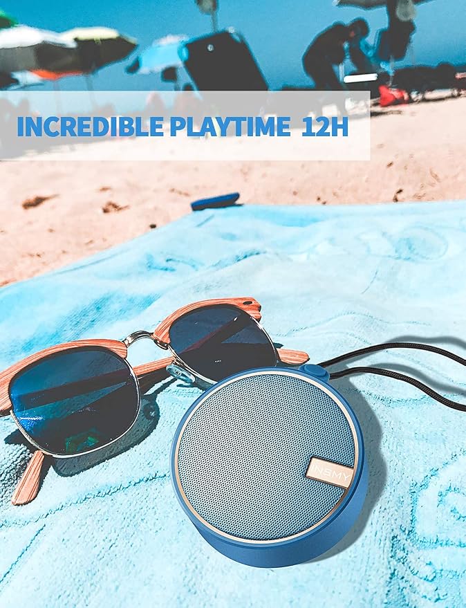 INSMY C12 IPX7 Waterproof Shower Bluetooth Speaker, Portable Small Speaker, Speakers Bluetooth Wireless Loud Clear Sound Support TF CSuard ction Cup for Outdoor Kayak Canoe Beach Gift (Navy)