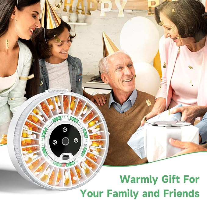 Zoksi Premium 31-Slot Automatic Pill Dispenser with Fingerprint & Key Lock, Smart Medication Organizer with Alarm & Light, Electronic Pill Organizer for Elderly & Forgetfulness(Green)