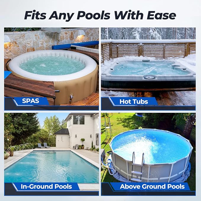 Pool Vacuum for Above Ground Pool, JESIMAIK 18.5 GPM Powerful Suction Pool Vacuum with Telescopic Pole, 60min Runtime Dual Head Rechargeable Pool Cleaner,Ideal for Leaves, Debris
