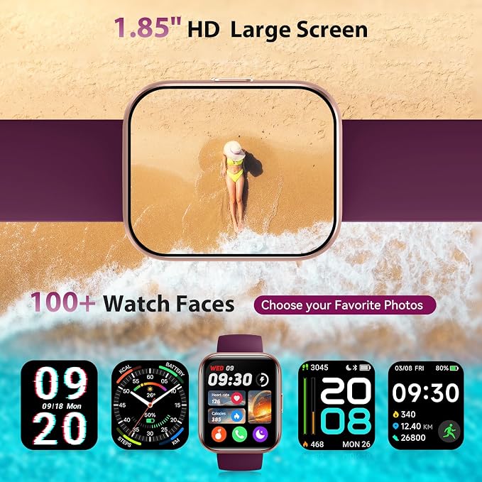 Smart Watch for Women Men, Smartwatch Compatible iPhone/Android/Samsung (Answer/Make Call, Alexa Built-in), Smart Watches with Health Monitor, Activities Track, 3ATM Waterproof Fitness Watch-Purple