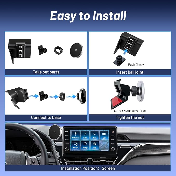 Car Phone Holder for Toyota Camry (2021-2023 2024), MagSafe Car Mount Charger, Magnetic Phone Holder, 15W Wireless Charging, Dashboard Phone Holder, 360° & Hands Free, 2022 Camry Interior Accessories