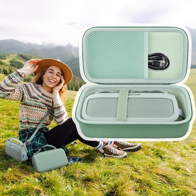 co2CREA Hard Case and Silicone Case Replacement for Bose New SoundLink Flex 2nd Gen/Bose SoundLink Flex Bluetooth Portable Speaker, Protective Case with Carabiner and Shoulder Strap (Alpine Sage Case)