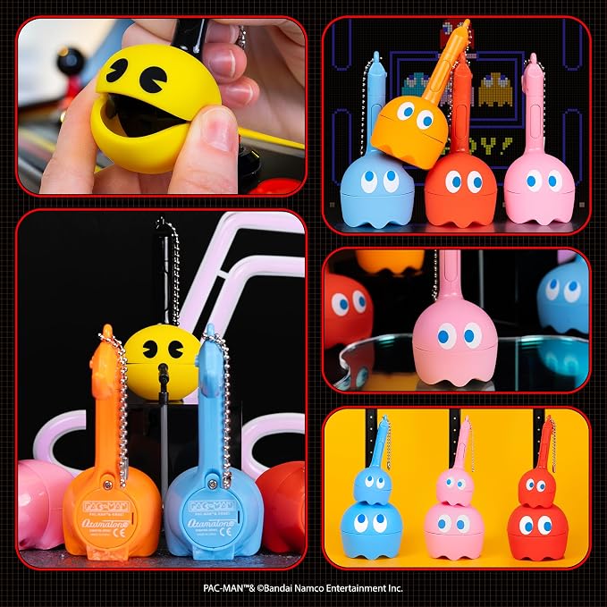 Otamatone Melody Original PAC-Man Electronic Portable Music Toy Player Synthesizer from Japan by Maywa Denki Officially Licensed Merchandise with English Instructions Keychain Accessory - Blinky